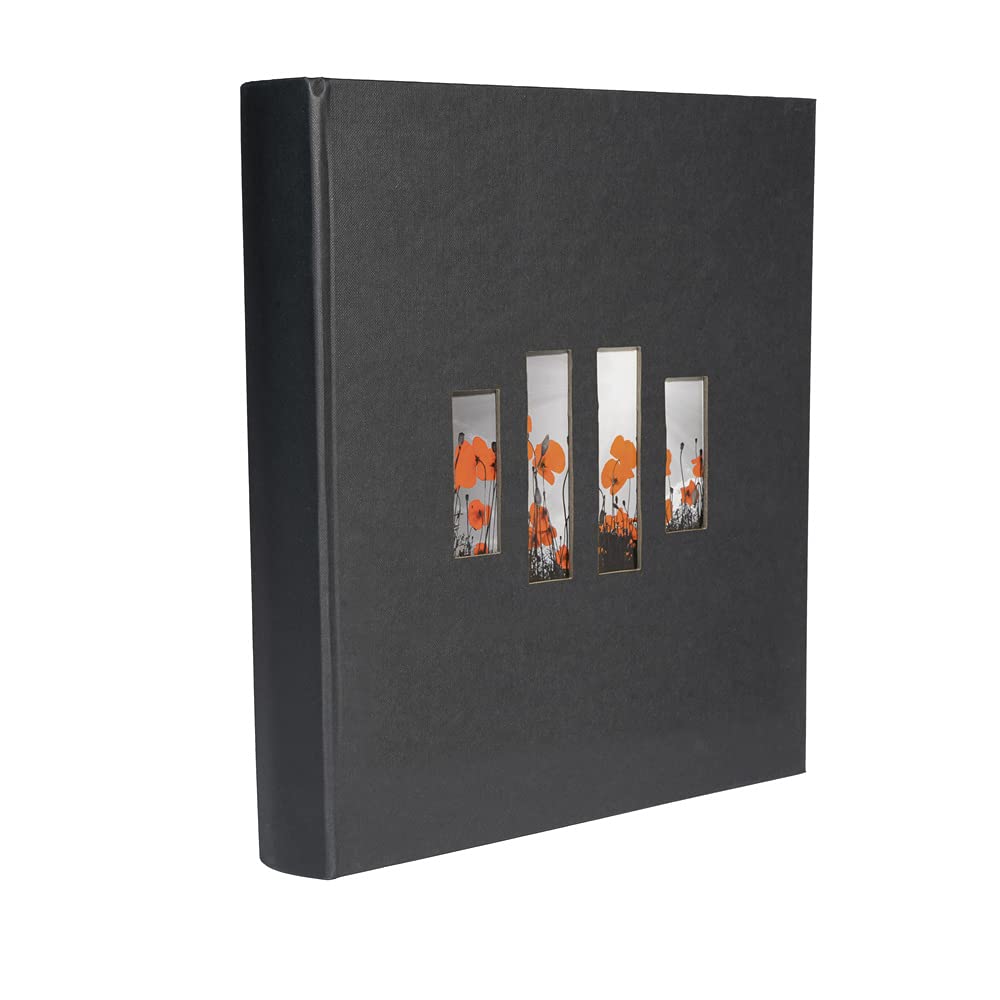Exacompta - Ref 16075E - MILANO Photo Album Book (60 Pages) -29 x 32cmin Size, Holds 300 Photos, 250gsm Black Card Pages, FSC-Certified - Black Textile Cover