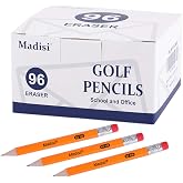 Madisi Mini Golf Pencils Bulk with Eraser, 96 Count, #2 HB Pre-Sharpened | 3.5" Short Pencils Small Half Pencils for Kids