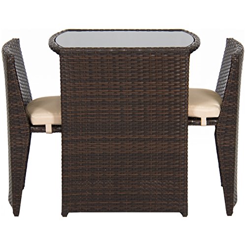 Best Choice Products 3Piece Patio Wicker Bistro Set for Small Spaces w