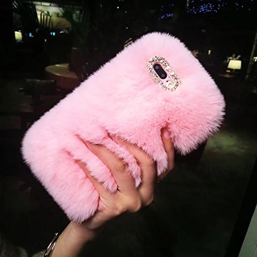 Tianyuanxuan Iphone 7/8 Rhinestone Fur Case Bling Diamond for Girl Acrylic Crystal Cover Cute Furry Soft Shell for Iphone7/8-Pink