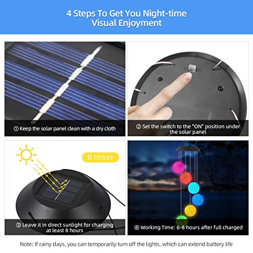 image for Intsun Solar Wind Chimes Outdoor 6 Crystal Ball Solar Powered Wind Chi