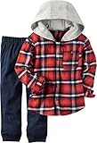 Carters Toddler Boys Hooded Flannel Shirt Set