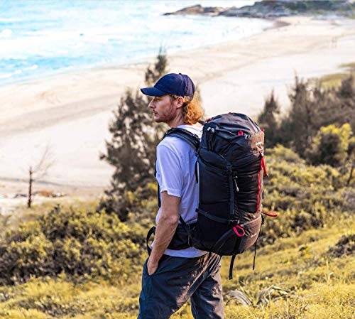 Gonex 55L / 65L Hiking Internal Frame Backpack Outdoor Backpacking Camping Trekking Climbing Backpack with Rain Cover for Men Women Navy - Thumbnail 6