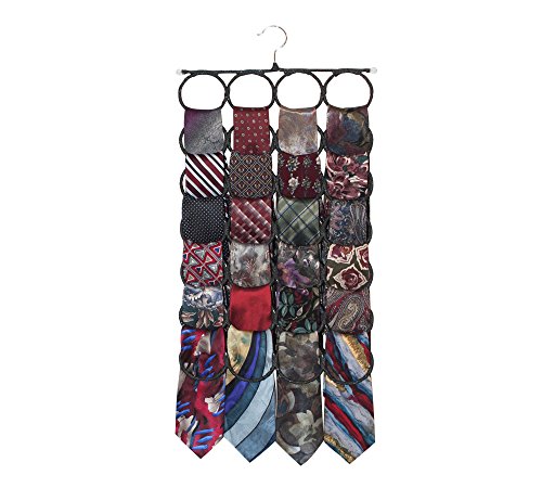 Marcus Mayfield Tie Rack, Closet Organizer, holds over 2 dozen Ties and Scarves (1-Black)