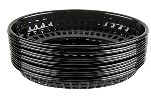 image for Saybrook Products 12 Black Plastic Oval Food/Burger Baskets plus 50 Ch