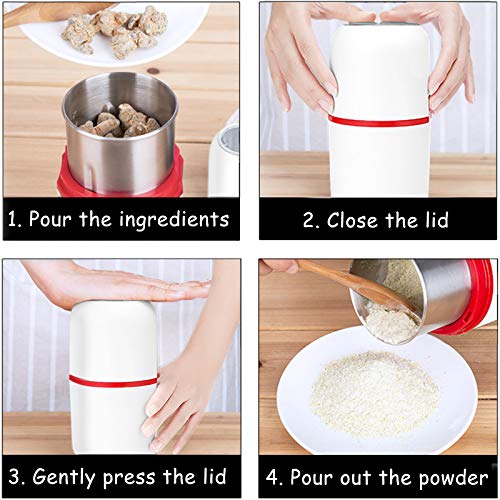 Electric Coffee Grinder, 120g Large Capacity Spice Grinder with Stainless Steel Blade, One-Press Operation, 150W Powerful Multifunctional Grinder for Coffee Beans, Nuts, Seeds, Peanuts, Grains, Herbs