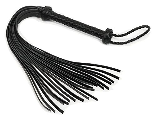Elysium's Gate, LLC Ultra Premium Black Leather Flogger Whip 20 Tails Braided Handle Grip and Wrist Strap Horseback Riding