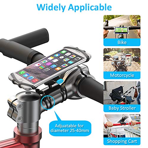 Bike Phone Mount, Pobon One Key Attach/Detach 360° Rotate Bicycle Rack Phone Holder & Motorcycle Handlebar Cradle for iPhone Xs Max/XS/XR/X/8/7/6 Plus, Samsung Galaxy S9/S8 Plus Note 8/9, 4.7"-6.5"