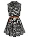 Allegra K Women's Valentine's Day Floral Printed Half Placket Knee Length Sleeveless Spring Belted Dress Large Black-Daisy