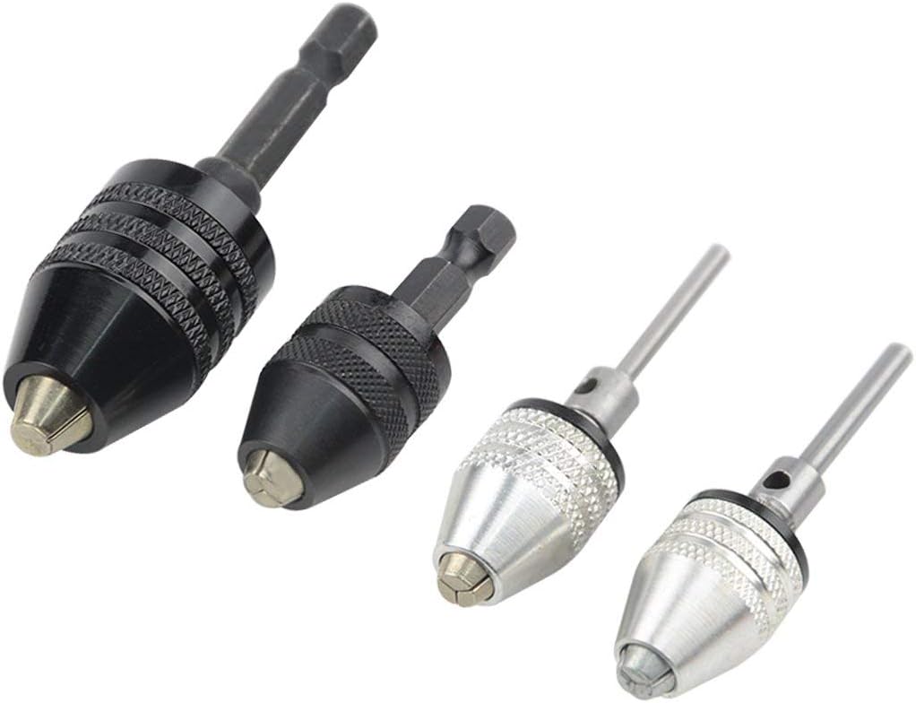 ArtisanShow 4PCS Keyless Drill Chuck Quick Change Adapter Mini 3-Jaw Drill Chuck Screwdriver Adapter Automatic Lock Electric Drill Conversion Chuck Set Power DIY Tools Mechanics Gift for Machinist