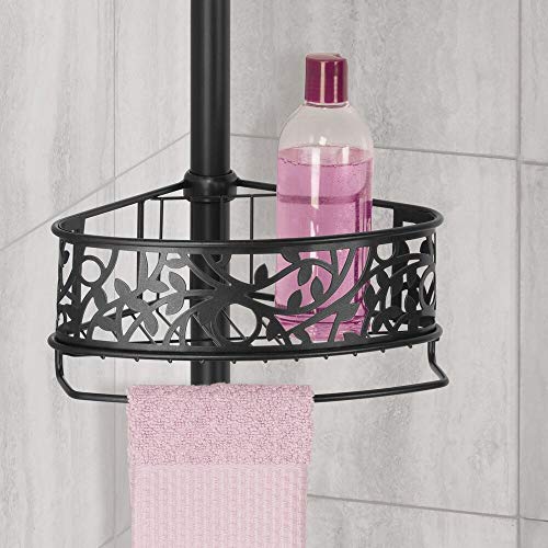 mDesign Bathroom Shower Storage Constant Tension Corner Pole Caddy Adjustable Height, 4