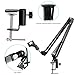 Microphone Suspension Boom Scissor, SOONHUA Adjustable Mic Arm Stand for Professional Broadcasting Studio with Universal Mic Clip Holder Table Mount Clamp Screw Adaptor for Blue Yeti Snowball