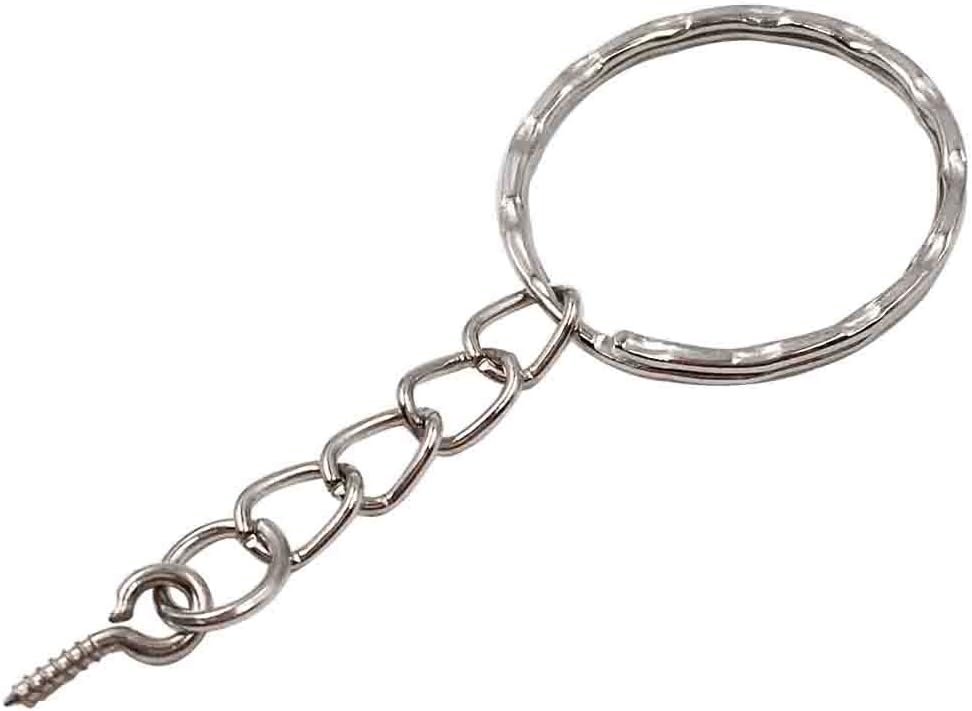 Ucatcher 50 PCS Split Key Chains Rings with Open Jump Ring Chain Extender and Screw Eye Pin Connector for Jewelry Findings Making, 1 Inch Diameter