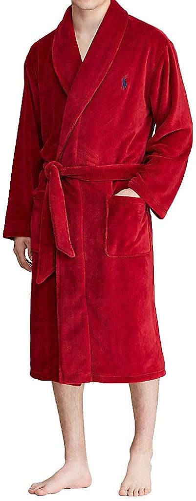 Polo Ralph Lauren Men's Microfiber Plush Long Sleeve Shawl Collar Robe at  Men’s Clothing store