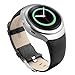 OenFoto Compatible with Gear S2 Bands, Replacement Genuine Leather Accessories Strap for Samsung Gear S2 Smart Watch SM-R720 SM-R730 Version Only(Not Compatible with Gear S2 Classic SM-R732)-Black