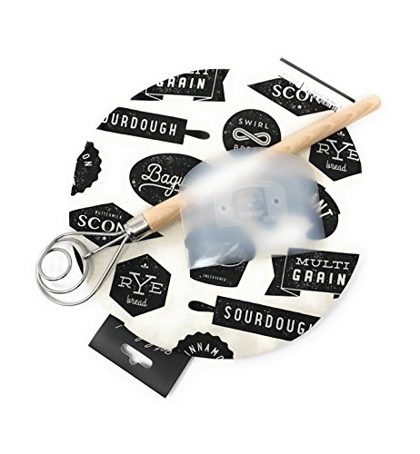 3-Piece Baking Set – Now Designs Bakeshop Cotton Dough Riser Bowl Cover, Danish Bread Dough Whisk, Matfer Multipurpose Flexible Bowl Scraper - Bundle