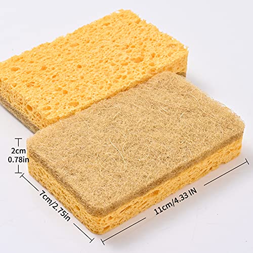 12 Pack Kitchen Dish Sponges, Natural Plant Palm Fiber Scrub Sponge with Non Scratch