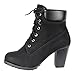 Womens Rugged Lace Up Stacked High Heel Ankle Boots