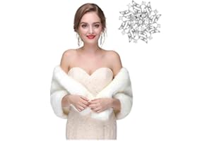 Olbye Yfe Women's Faux Fur Shawls Wraps Wedding Sleeveless Fur Wrap Shawl For Women 1920s Fur Stole Capelet