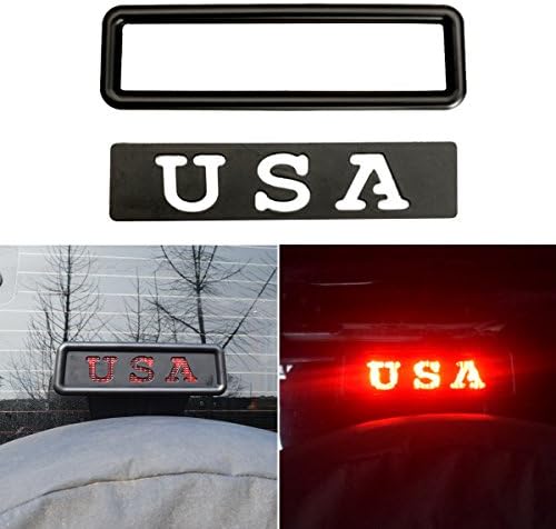 ICARS Black USA Third Brake Light Cover Accessories Set for 2007 2008 2009 2010 2011 2012 2014 2013 2014 2015 2016 2017 Jeep Wrangler JK JKU