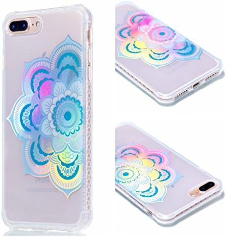 iPhone 7 Plus Case, iPhone 8 Plus Case, Wandeneng Hybrid Fancy Colorful Pattern Hard Soft Silicone Bumper Case Fit for iPhone 7 Plus (2016)/iPhone 8 Plus (2017) (Half blue)
