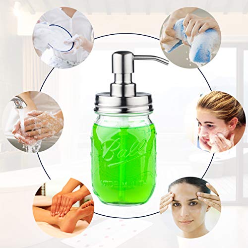 KEEGH Mason Jar Soap Dispenser Stainless Steel Lotion Dispenser Pump for Bathroom Kitchen Accessories (Sliver) - Thumbnail 5