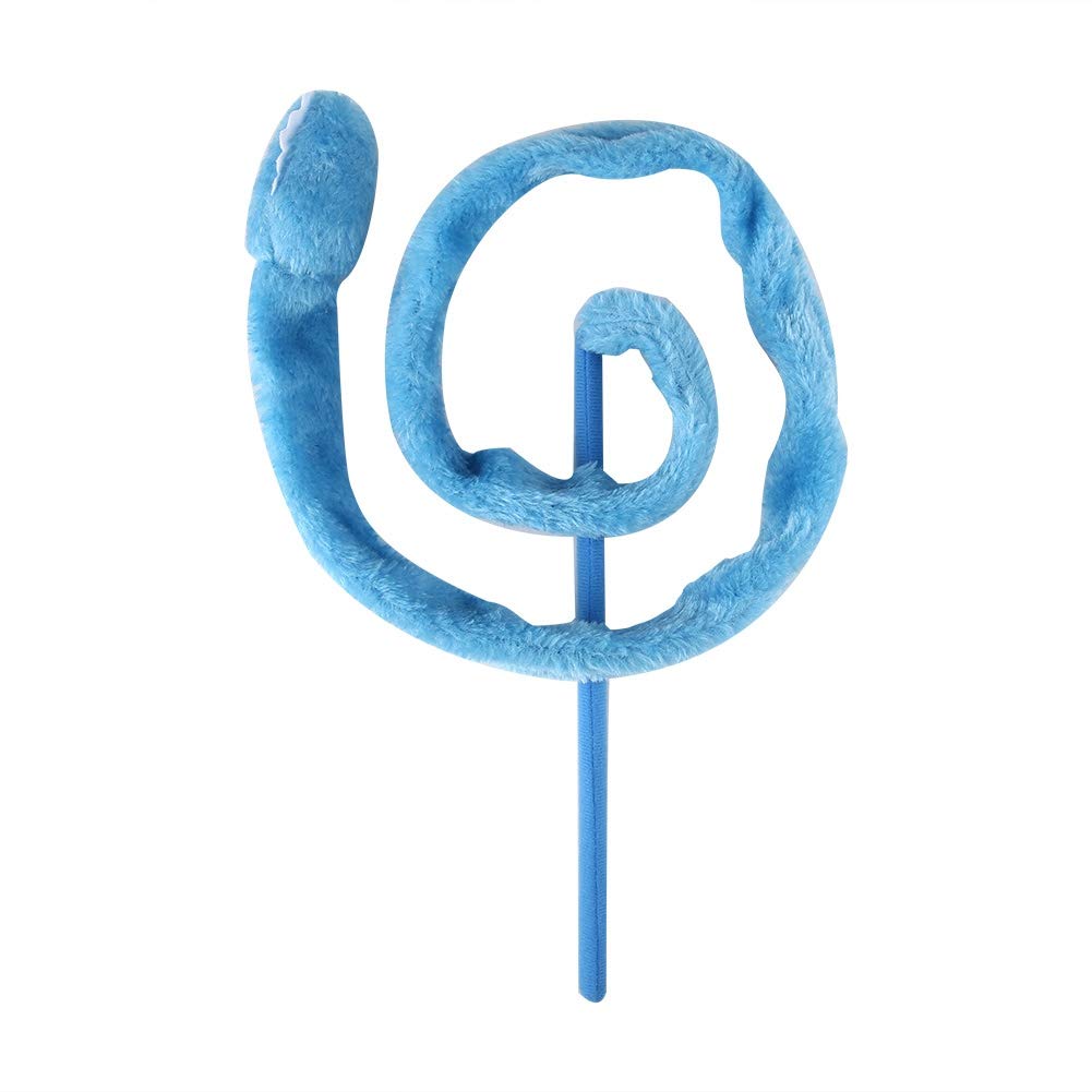 TOPINCN Cat Interactive Toy Funny Cartoon Snake-Shaped Soft Plush Teaser Pet Cats Kitten Exercising Playing Toy Catcher Rod Stick(Blue)