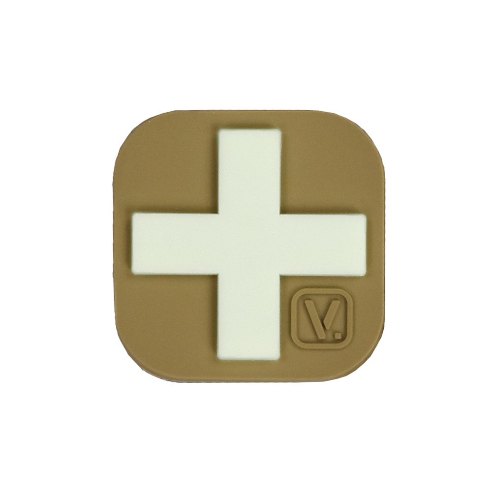 1-Inch Medical Cross 'SUPER-LUMEN' Glow-In-The-Dark Patch (Coyote Tan)