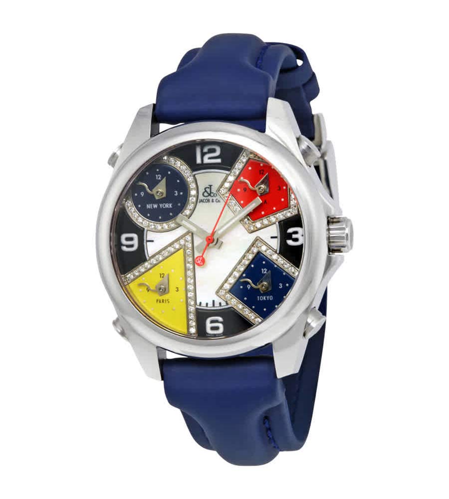 Jacob and Co. Five Time Zones Mother of Pearl Diamond Dial Men's Watch JCM-4DA