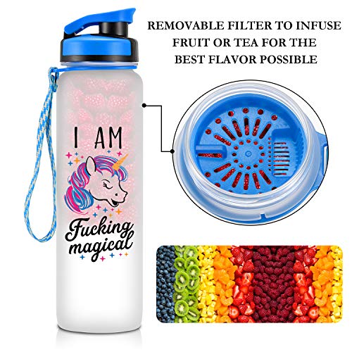 LEADO 32oz Motivational Water Bottle with Hourly Time Tracker - Tritan Plastic BPA Free - Workout Sports Fitness Hours Marked Bottle with Flip Top Lid - Drink More Water Daily - Hydration Tracker - Thumbnail 4