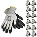 JORESTECH Palm Dipped Nitrile Coated Seamless Knit Work Gloves PPE Hand Protection Blade Cut Resistance Level 5 (Extra Large) Pack of 12,Black, Grey