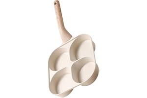 GETAJGHSD Deep Four-Cup Egg Pan Nonstick Divided Omelette Skillet for Breakfast Burgers Beige Cooking Pan for