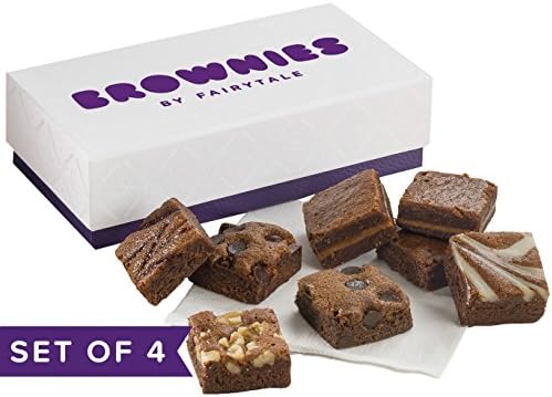 Fairytale Brownies SET OF FOUR Fairytale 8-Morsel Favor Gourmet Food Gift Basket Chocolate Box - 1.5 Inch x 1.5 Inch Bite-Size Brownies - 32 Pieces