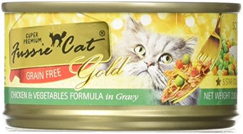 Fussie Cat Gold Super Premium Grain Free Chicken And Vegetables In Gravy Canned Cat Food 2.8 Oz (24 Can Case)
