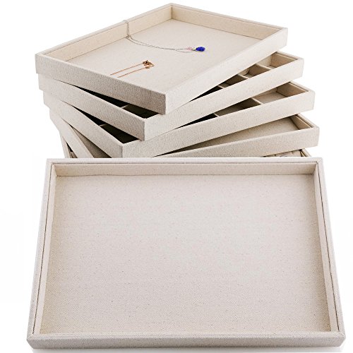 image for Oirlv Linen Jewelry Display Trays Stackable Necklace Bracelet Ring Sho