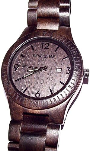 VINTAGE TIME Dark Ebony Wood Wrist Watch