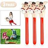 3 Pieces Inflatable Stick Horse Inflatable Horsehead Stick for Theme Party Decoration, 37 Inches