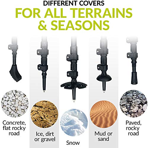 CAMMPO Trekking Poles - Ultra Strong & Lightweight Aluminum 7075 | Collapsible Hiking/Walking Sticks (2-pc) w/Tungsten Tip, Quick Adjust Flip-Lock System & Cork Grip (Black)