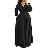 Women's Elegant Long Sleeve Maxi Dress Cowl Neck Draped Collar Solid Flowy A Line Casual Party Dresses