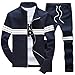 HENGAO Men's Fashion Striped Athletic Tracksuit Sports Sets Jacket & Pants