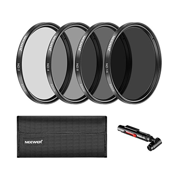 NEEWER 52mm ND Filter Set ND2 ND4 ND8 ND16, Objektivreinigungsstift, Filterbeutel, Graufilter Set, kompatibel mit Canon Nikon Sony Panasonic DSLR Kameras mit 52mm Objektiv