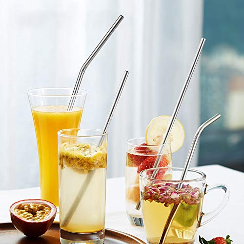 6 Hiware+12+Pack+Stainless+Straws+Cleaning