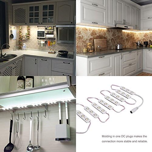Kimbar LED Under Cabinet Dimmable Lighting Kit Closet Kitchen Counter Vanity Mirror DIY Lights Kit for Makeup Dressing Table Feeding Night Baby Bedside Lamp 36W 2400LM-60leds White 10f (White)