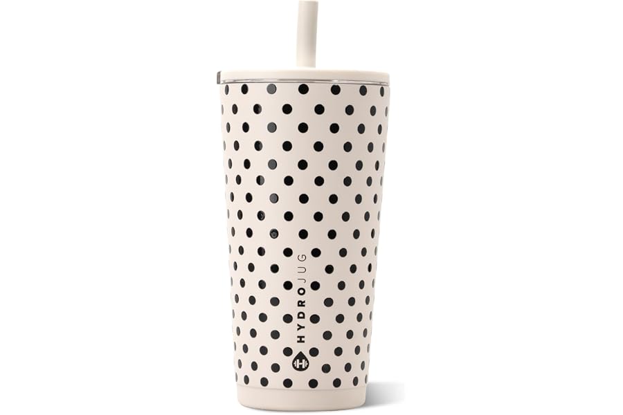 HydroJug Polka Dot Everyday Tumbler 20 oz, Ceramic-Lined, French Vanilla | Vacuum insulated stainless steel, Polka Dot, soft- Book