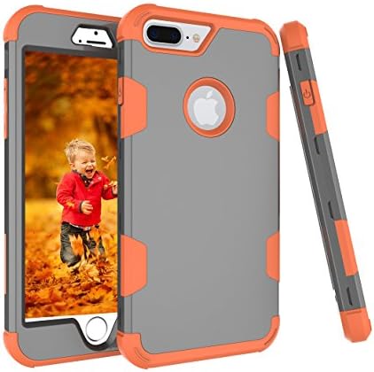 iPhone 7 Plus Case,OTRON Hybrid Shockproof 3 in 1 Non Slip Dustproof Anti-Scratch Hard PC+Soft Silicon Rugged Bumper Full Body Protective Cover For Apple iphone 7 Plus [5.5 inch] (Grey-O)