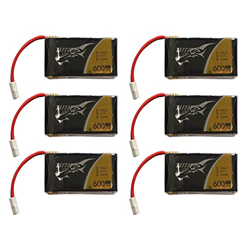 Tattu LiPo Battery Pack 600mAh 3.7V 25C 1S with Molex Plug (6pcs) for Syma X5C X5SW X5C-1 X5SC X5SC-1 CX-30W CX-31 M68R Drone Quadcopter- Packaging May Vary