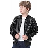 JYCPFLIT Boys Fashion PU Leather Motorcycle Jacket kids Faux Leather Jackets Coat Children's Outerwear Black 3-13 Years