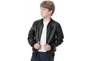 JYCPFLIT Boys Fashion PU Leather Motorcycle Jacket kids Faux Leather Jackets Coat Children's Outerwear Black 3-13 Years