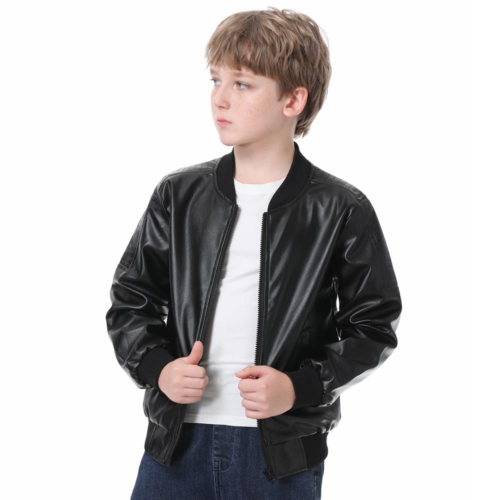 Boys Fashion PU Leather Motorcycle Jacket kids Faux Leather