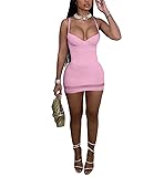 Women's Spaghetti Strap Bodycon Pink Mini Dress